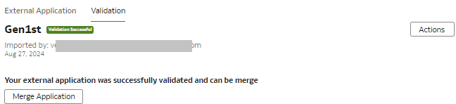 Validation is successful and the Merge Application button is enabled Validation is successful and the Merge Application button is enabled