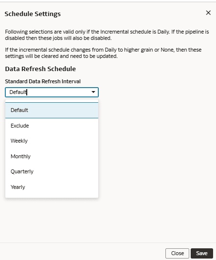 Schedule Settings dialog