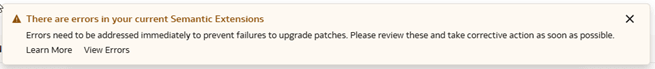 Banner alerting you about the errors in your semantic extensions Banner alerting you about the errors in your semantic extensions