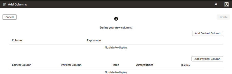 The Add Columns page The Add Columns page