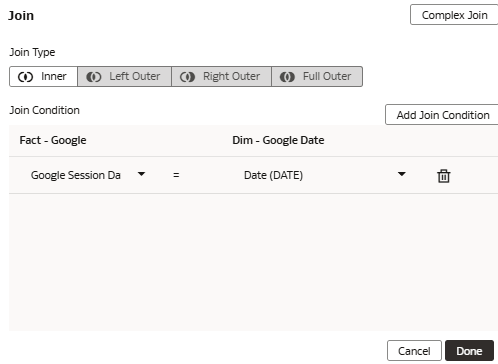 The Join dialog The Join dialog