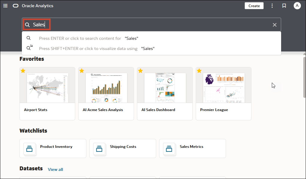 Searching Content page
