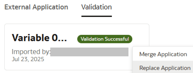 Replace Application option Replace Application option