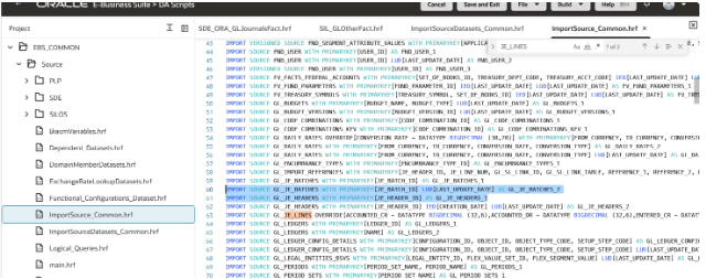 Corresponding IMPORT SOURCE entries