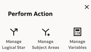 Manage Subject Areas option in the Perform Action dialog