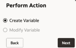 Create Variable option in Perform Action dialog