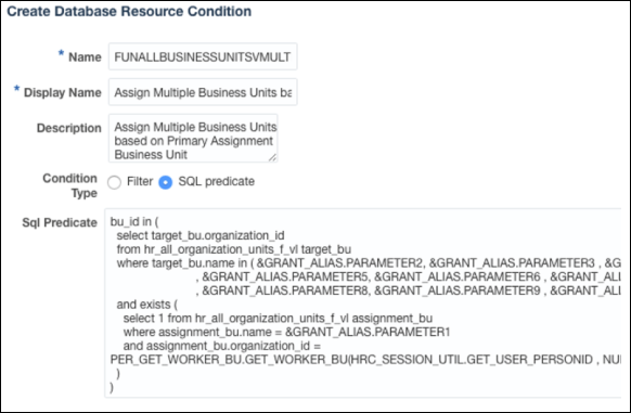 Create database resource condition