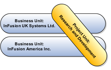This diagram illustrates business units that are associated with the same project unit.
