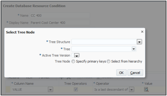 This figure shows the Select Tree Node window.