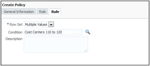 This figure shows the Rule tab on the Create Policy page.