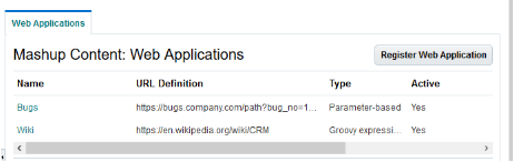 This is a screenshot of the Web Applications page that displays a catalog of all the registered web applications.