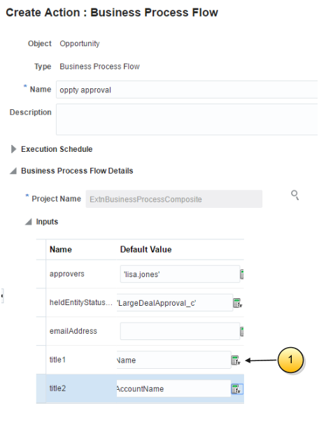 Create Action: Business Process Flow page