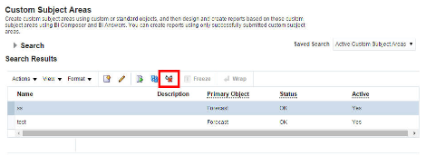 Custom subject area selected showing Inactivate button
