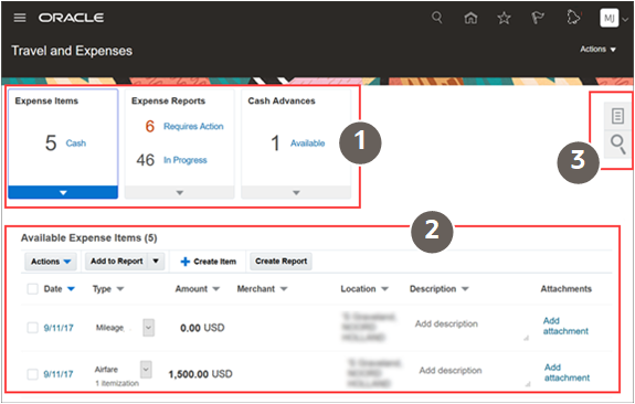 The landing page showing infotiles.