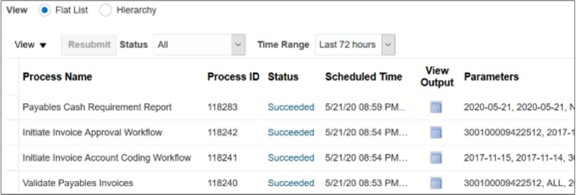 Section on other work areas where you can monitor scheduled processes