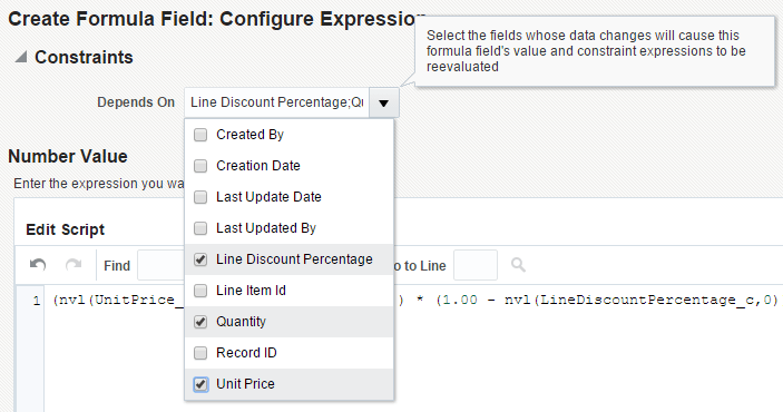 Configuring Depends On Fields for a Formula