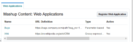 This is a screenshot of the Web Applications page that displays a catalog of all the registered web applications.
