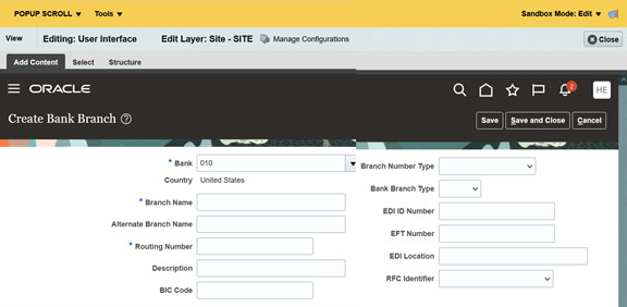 This image shows Design View in Page composer work area