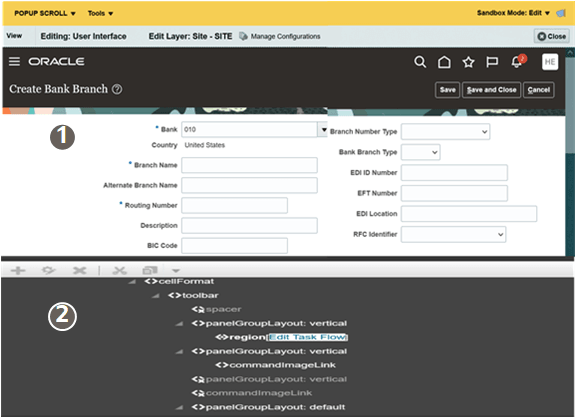 This image shows Source View in Page composer work area