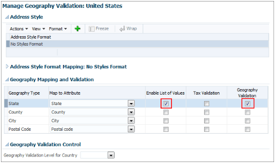 Geography validation setup.
