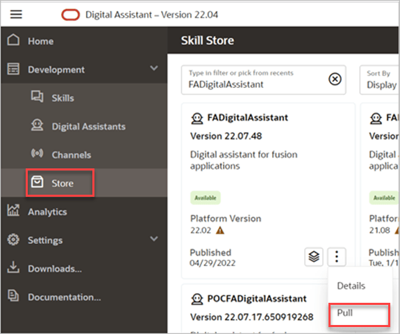 This image displays the Pull option on the Skill tile.