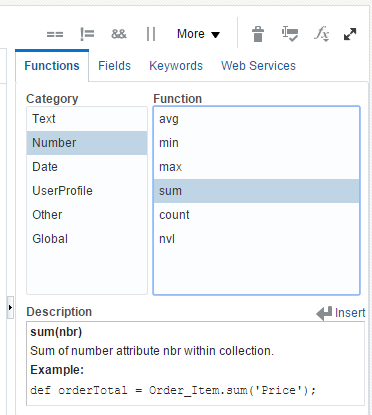 Selecting an Aggregate Function to Insert