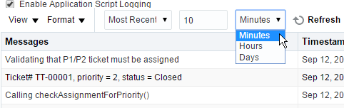 Viewing Most Recent 10 Minutes of Diagnostic Messages