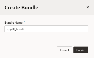 The Create Bundle window displays with appUI_bundle in the Bundle Name field.