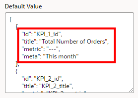 The Default Value window displays with the new parameters detailed in the previous steps.