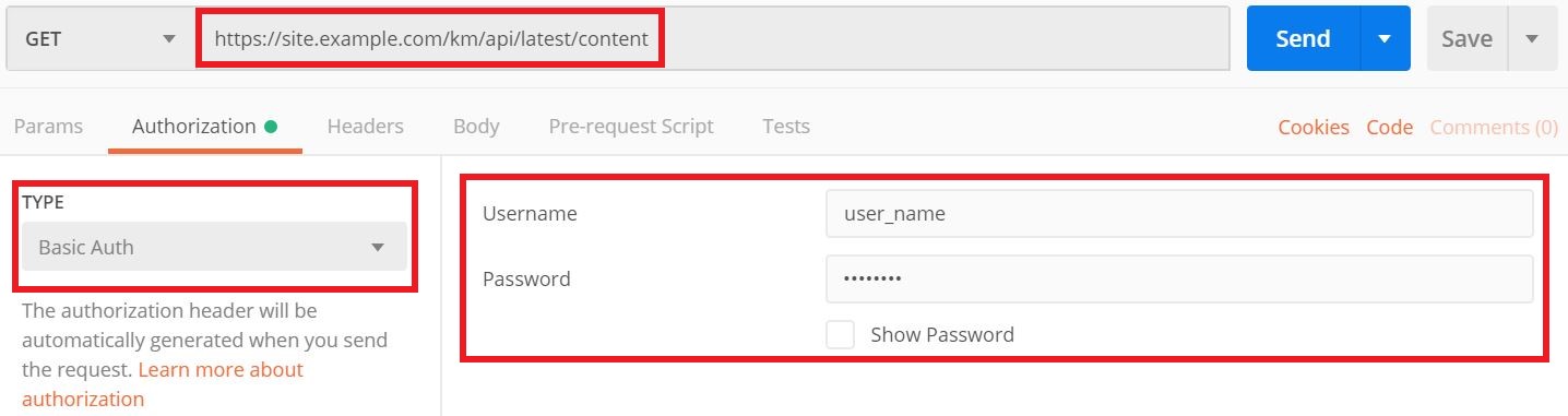 This figure shows how to use Basic Auth for authorization in the Postman client.