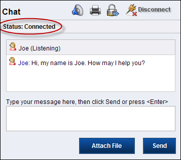 This figure shows the Chat page with Status: Connected highlighted.