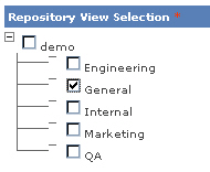 Illustration shows five classifications within the demo repository with General selected.