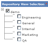 Illustration shows the demo repository selected.