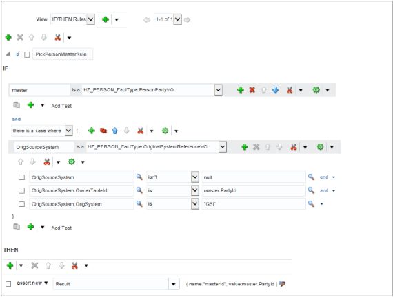 The Select Master page with fully defined select master record survivorship rule.