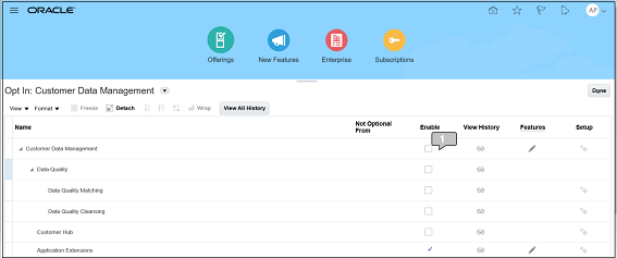 Opt In: Customer Data Management page