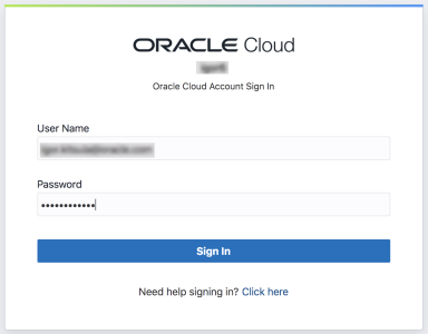 An image of the Oracle Cloud sign in page