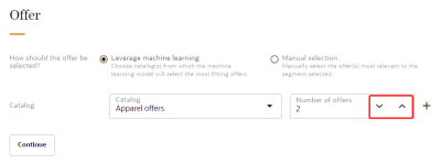 An image of the arrows to select the number of offers