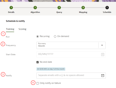 An image of the schedule and notify screen