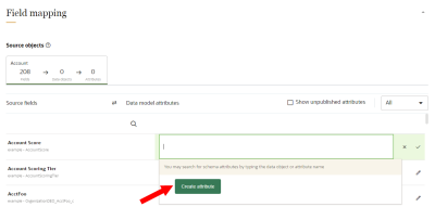 An image showing the Create attribute button and checkbox for viewing unpublished attributes