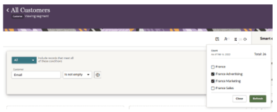 Filtering counts on the segmentation canvas