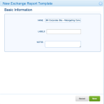 New Exchange Report Template window