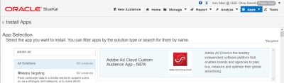 App install with Adobe Ad Cloud selected