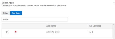 Select Apps area with Adobe Ad Cloud entered