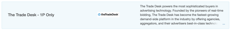 Screenshot showing The Trade Desk - 1P Only app listing in the App Catalog.