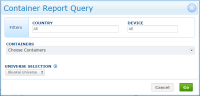 Image of the Container Report Query dialog