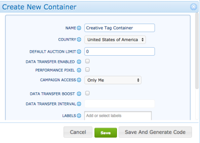 Create New Container