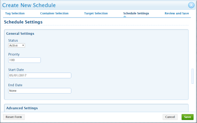 Image of the General Schedule Settings section