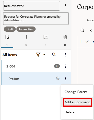 Screenshot showing Add Comment menu item as described in text