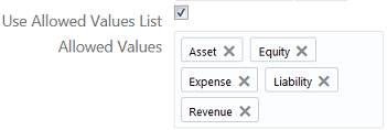 The list of allowed values for the Account Type property.