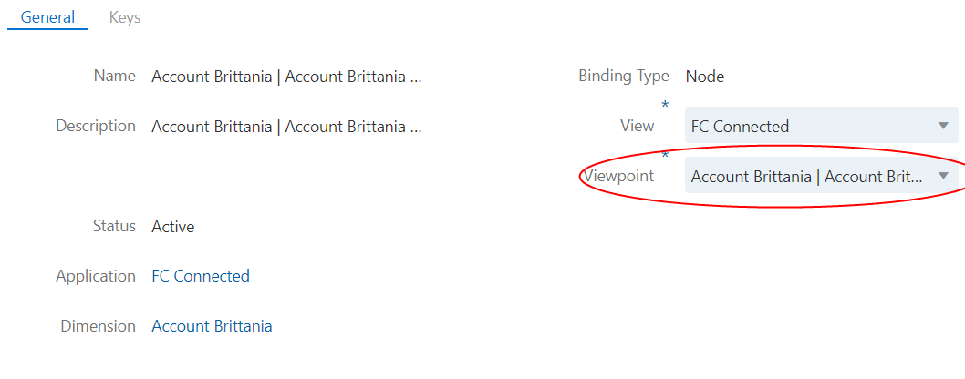 screenshot shows View and Viewpoint drop down menus in binding inspector